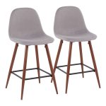 Pebble Light Grey Walnut Mid-Century Modern Counter Stools (Set of 2) 11 Pebble Light Grey Walnut Mid-Century Modern Counter Stools (Set of 2)