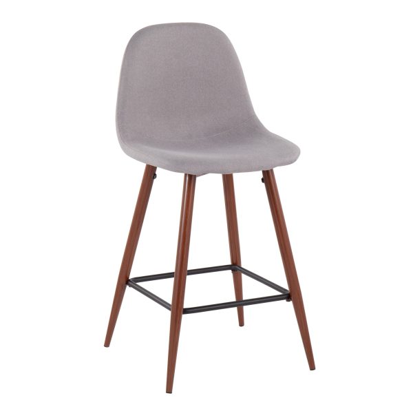 Pebble Light Grey Walnut Mid Century Modern Counter Stools Set of 2 2
