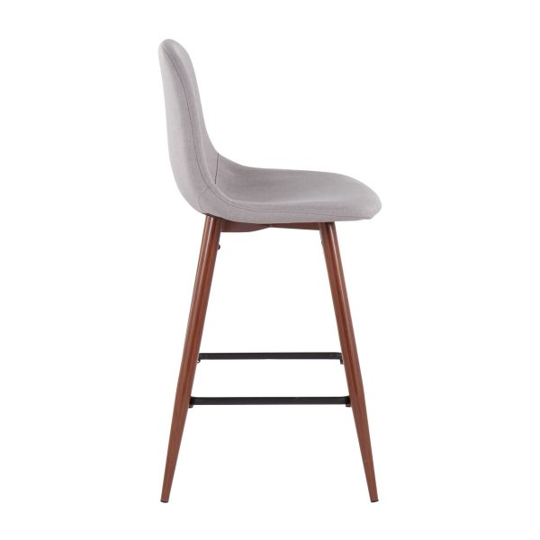 Pebble Light Grey Walnut Mid Century Modern Counter Stools Set of 2 3
