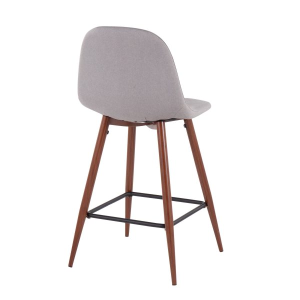 Pebble Light Grey Walnut Mid Century Modern Counter Stools Set of 2 4