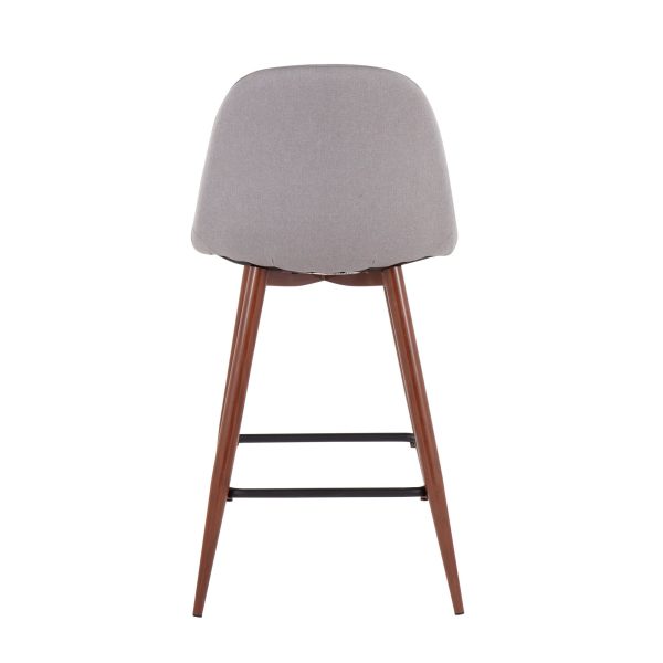 Pebble Light Grey Walnut Mid Century Modern Counter Stools Set of 2 5