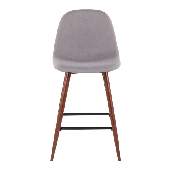 Pebble Light Grey Walnut Mid Century Modern Counter Stools Set of 2 6