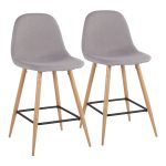 Pebble Mid-Century Modern Light Grey Counter Stools (Set of 2) 12 Pebble Mid-Century Modern Light Grey Counter Stools (Set of 2)