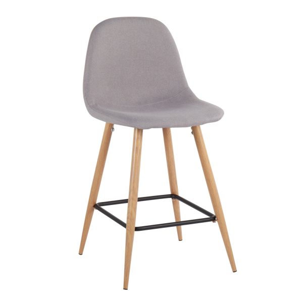Pebble Mid Century Modern Light Grey Counter Stools Set of 2 2