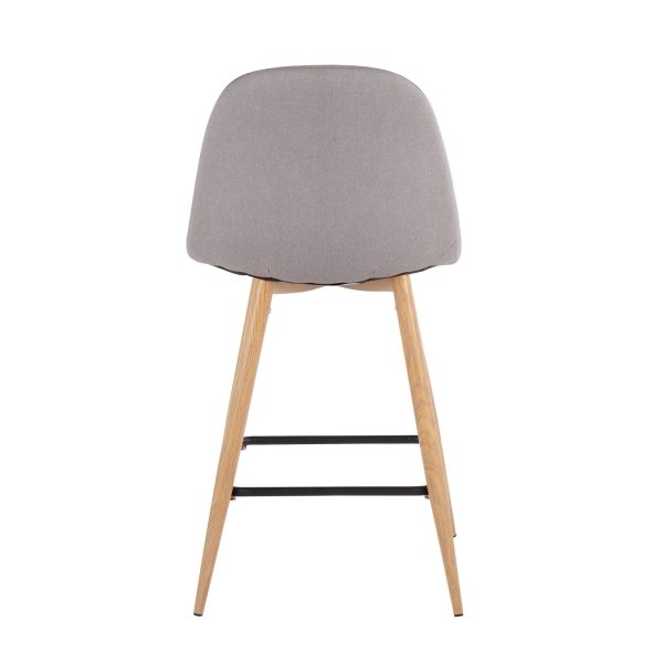Pebble Mid Century Modern Light Grey Counter Stools Set of 2 5
