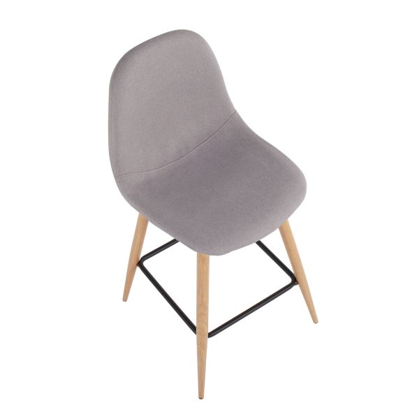 Pebble Mid Century Modern Light Grey Counter Stools Set of 2 7