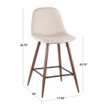 Pebble Mid-Century Modern Light Grey Counter Stools (Set of 2) 19 Pebble Mid-Century Modern Light Grey Counter Stools (Set of 2)