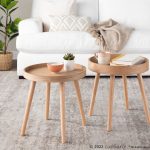 Pebble Mid-Century Modern Natural Wood Side Table Set 8 Pebble Mid-Century Modern Natural Wood Side Table Set