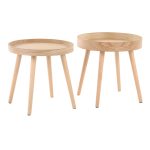 Pebble Mid-Century Modern Natural Wood Side Table Set 10 Pebble Mid-Century Modern Natural Wood Side Table Set