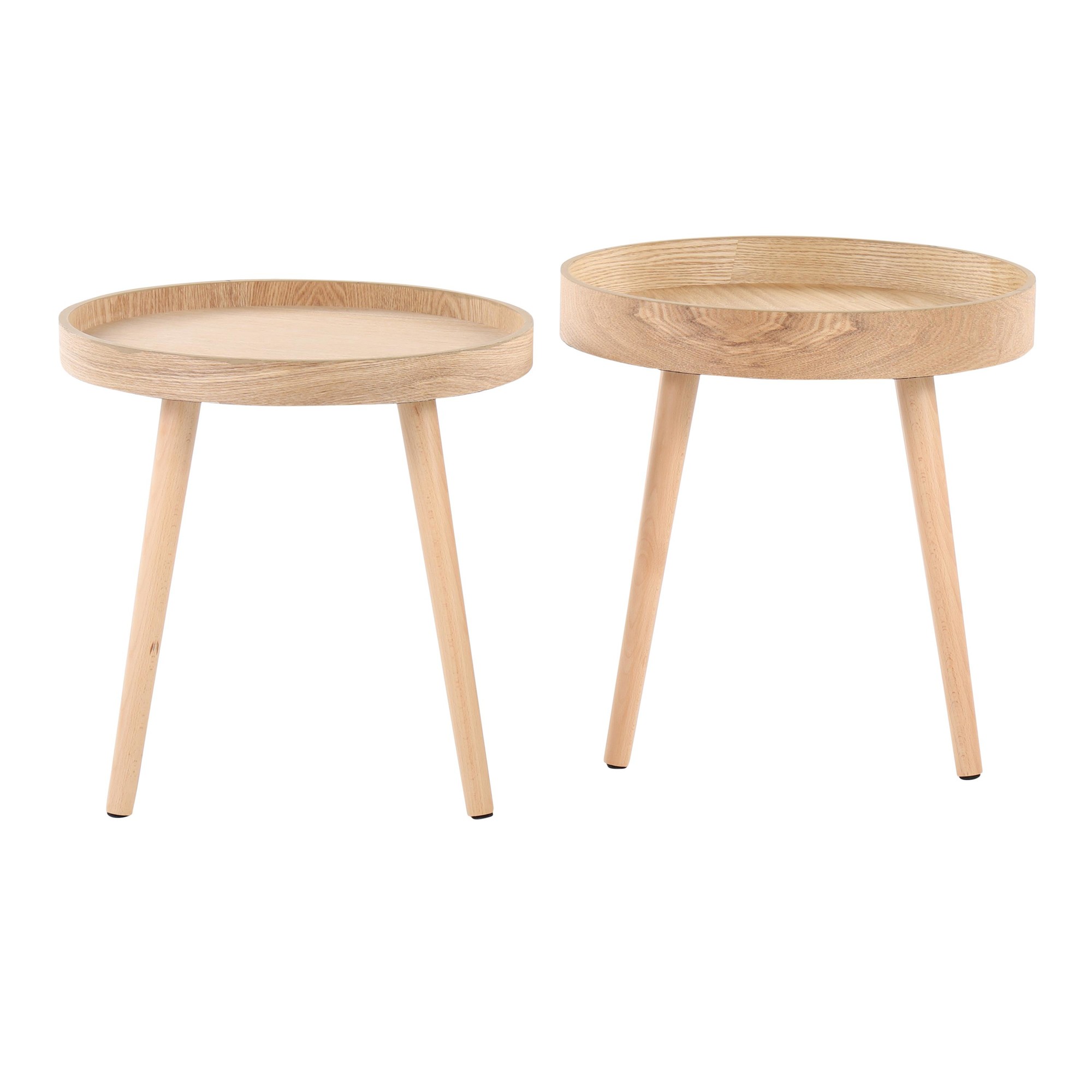 Pebble Mid-Century Modern Natural Wood Side Table Set 4 Pebble Mid-Century Modern Natural Wood Side Table Set - Image 4