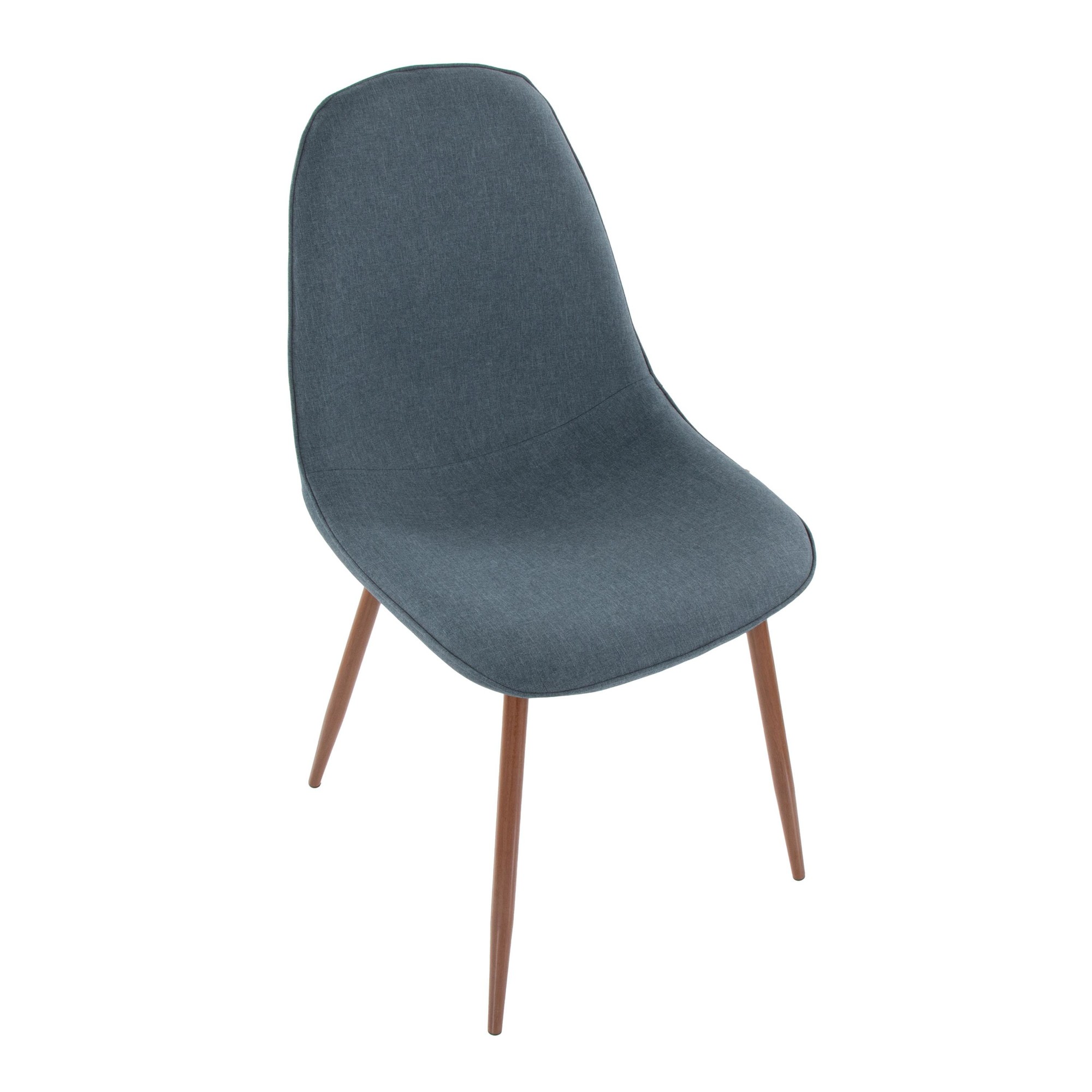 Pebble Walnut and Blue Mid-Century Modern Accent Chairs (Set of 2) 12 Pebble Walnut and Blue Mid-Century Modern Accent Chairs (Set of 2) - Image 12