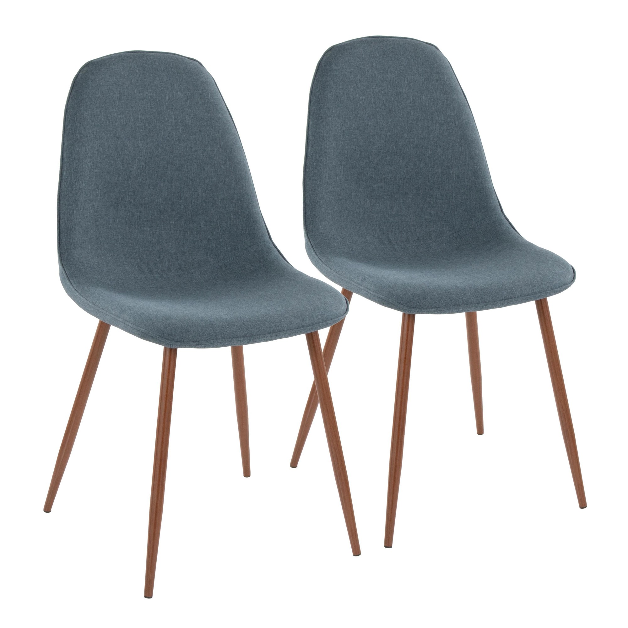 Pebble Walnut and Blue Mid-Century Modern Accent Chairs (Set of 2) 6 Pebble Walnut and Blue Mid-Century Modern Accent Chairs (Set of 2) - Image 6