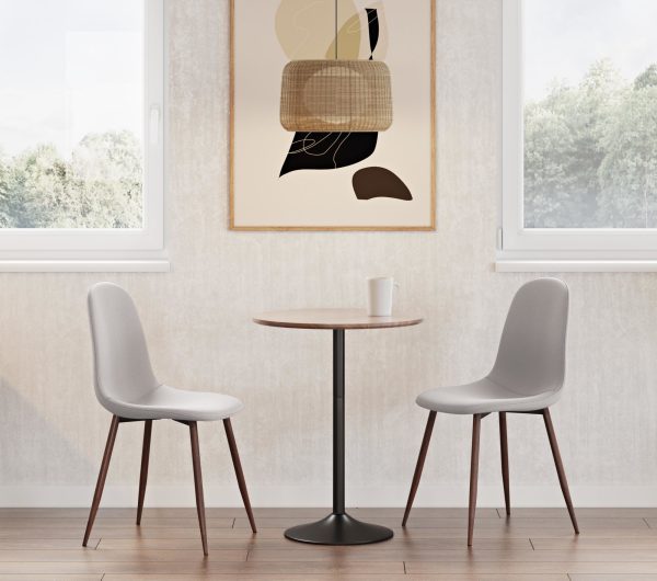 Pebble Walnut and Grey Mid Century Modern Dining Chairs Set of 3 1