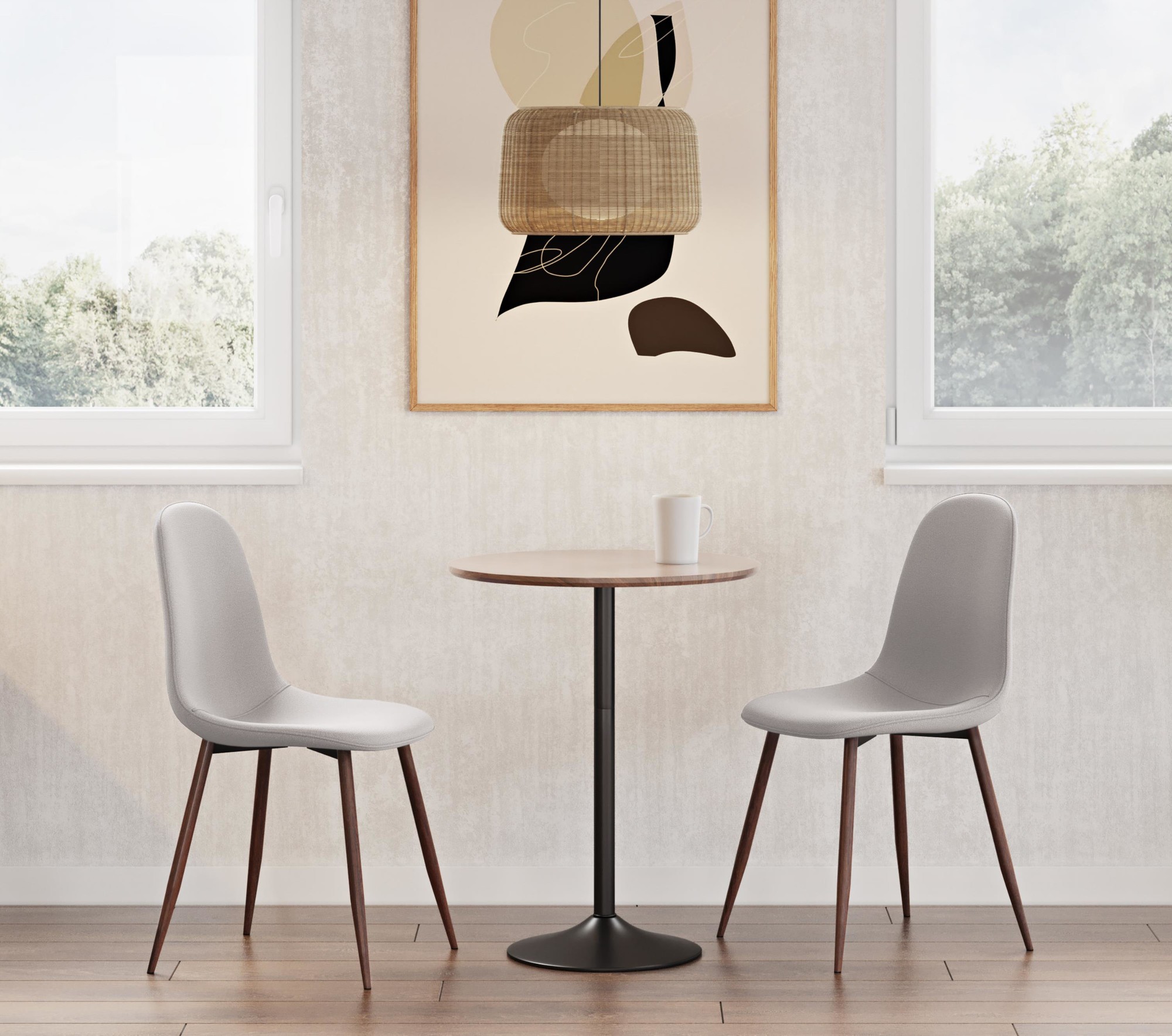 Pebble Walnut and Grey Mid-Century Modern Dining Chairs (Set of 3) 2 Pebble Walnut and Grey Mid-Century Modern Dining Chairs (Set of 3) - Image 2
