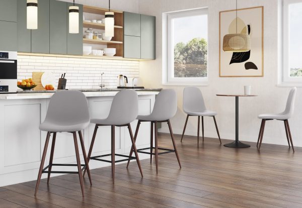 Pebble Walnut and Grey Mid Century Modern Dining Chairs Set of 3 2