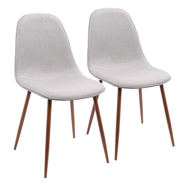 Pebble Walnut and Grey Mid Century Modern Dining Chairs Set of 3 3