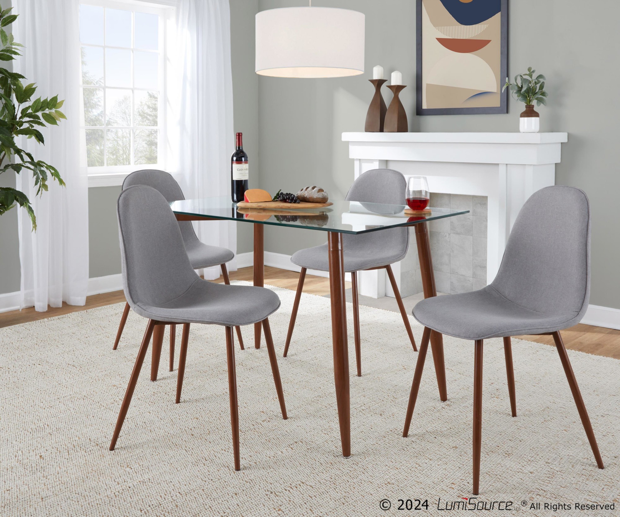 Pebble Walnut and Grey Mid-Century Modern Dining Chairs (Set of 3) 1 Pebble Walnut and Grey Mid-Century Modern Dining Chairs (Set of 3)