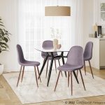 Pebble Walnut and Grey Velvet Contemporary Accent Chairs (Set of 2) 12 Pebble Walnut and Grey Velvet Contemporary Accent Chairs (Set of 2)