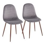 Pebble Walnut and Grey Velvet Contemporary Accent Chairs (Set of 2) 13 Pebble Walnut and Grey Velvet Contemporary Accent Chairs (Set of 2)
