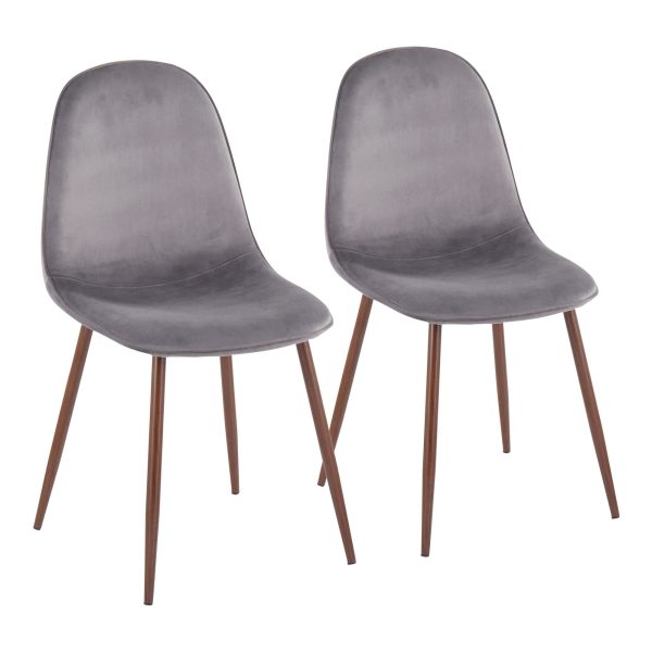 Pebble Walnut and Grey Velvet Contemporary Accent Chairs Set of 2 2