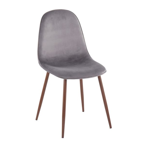 Pebble Walnut and Grey Velvet Contemporary Accent Chairs Set of 2 3
