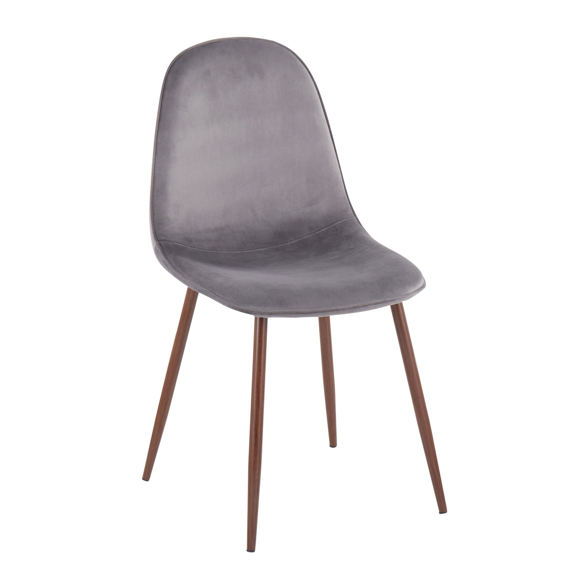Pebble Walnut and Grey Velvet Contemporary Accent Chairs (Set of 2) 4 Pebble Walnut and Grey Velvet Contemporary Accent Chairs (Set of 2) - Image 4