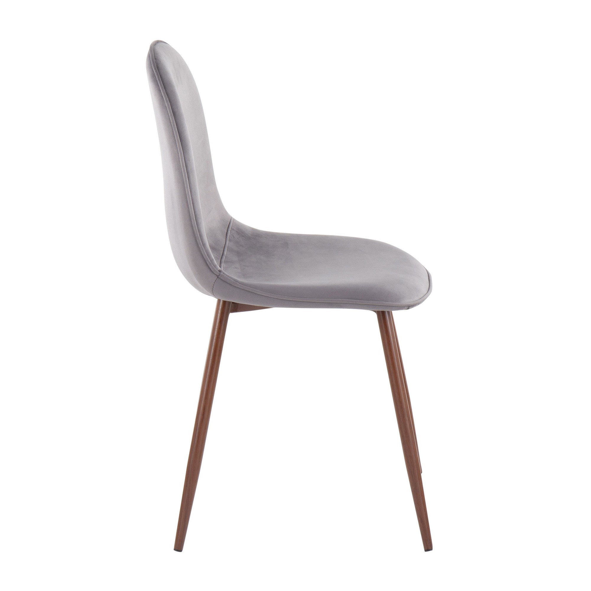 Pebble Walnut and Grey Velvet Contemporary Accent Chairs (Set of 2) 5 Pebble Walnut and Grey Velvet Contemporary Accent Chairs (Set of 2) - Image 5