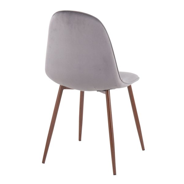 Pebble Walnut and Grey Velvet Contemporary Accent Chairs Set of 2 5