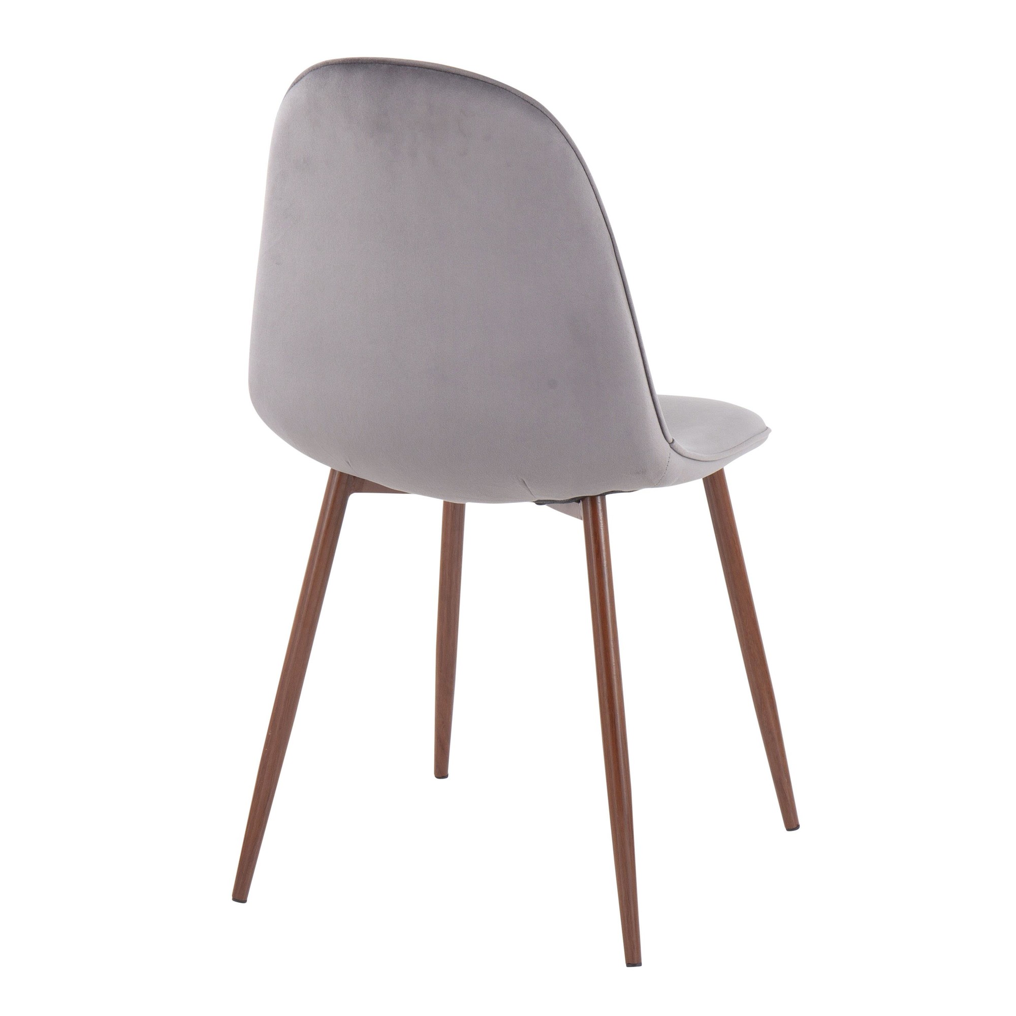 Pebble Walnut and Grey Velvet Contemporary Accent Chairs (Set of 2) 6 Pebble Walnut and Grey Velvet Contemporary Accent Chairs (Set of 2) - Image 6