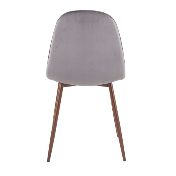 Pebble Walnut and Grey Velvet Contemporary Accent Chairs Set of 2 6
