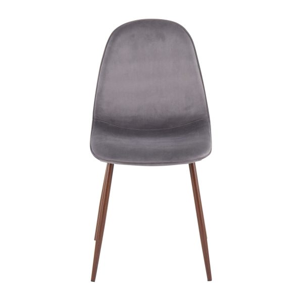 Pebble Walnut and Grey Velvet Contemporary Accent Chairs Set of 2 7