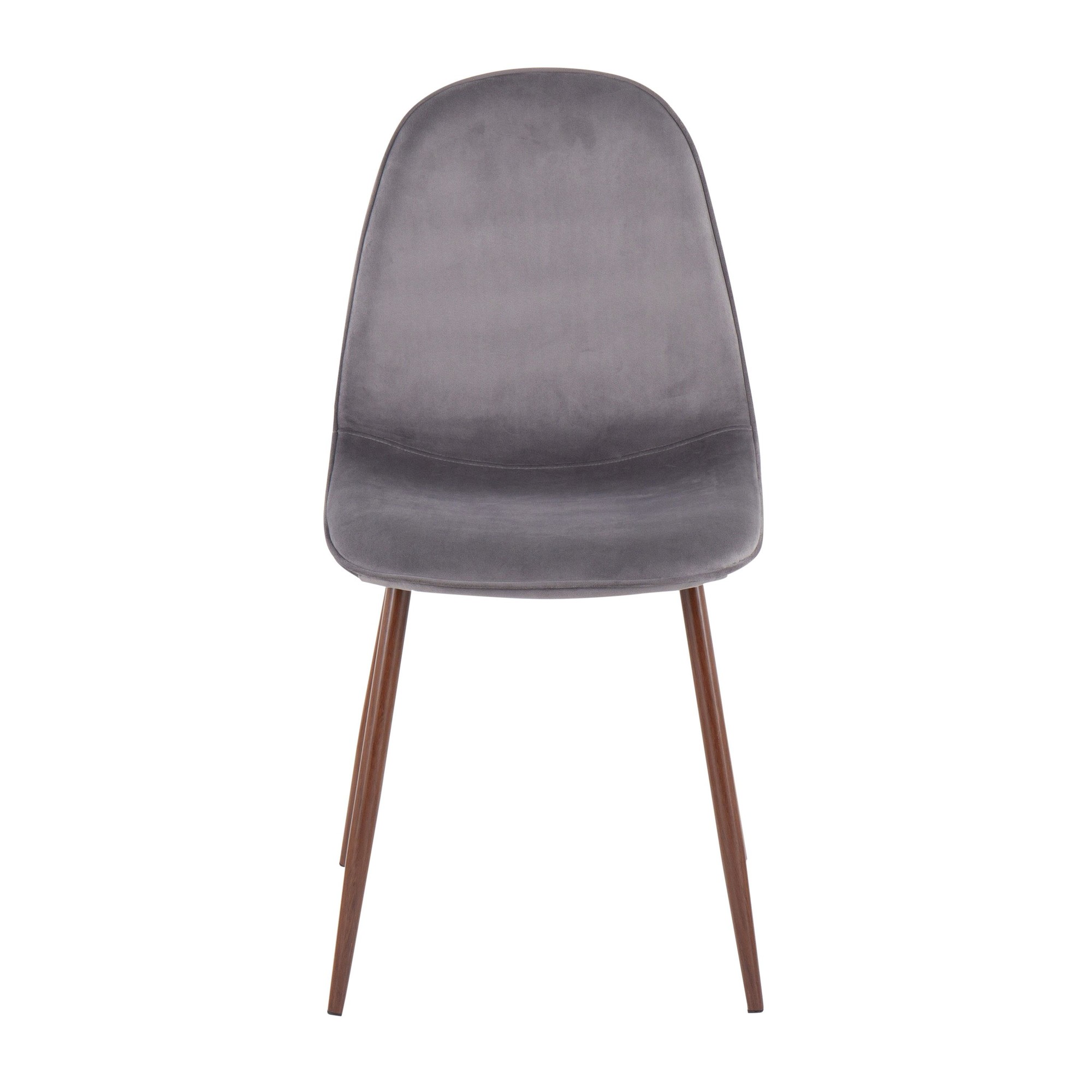 Pebble Walnut and Grey Velvet Contemporary Accent Chairs (Set of 2) 8 Pebble Walnut and Grey Velvet Contemporary Accent Chairs (Set of 2) - Image 8