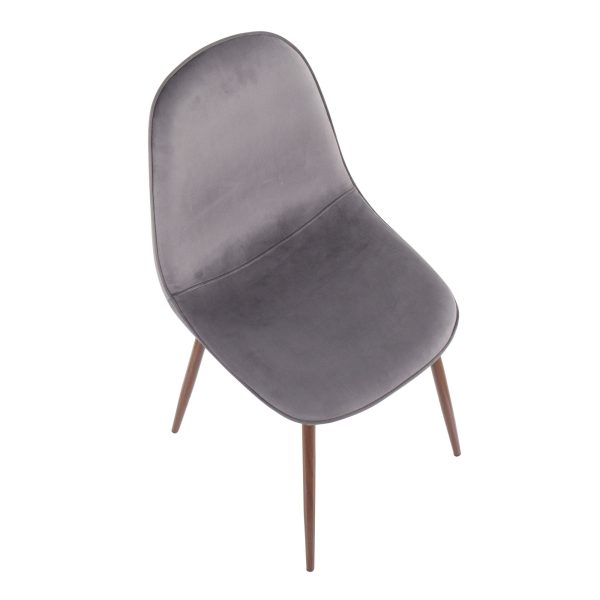 Pebble Walnut and Grey Velvet Contemporary Accent Chairs Set of 2 8