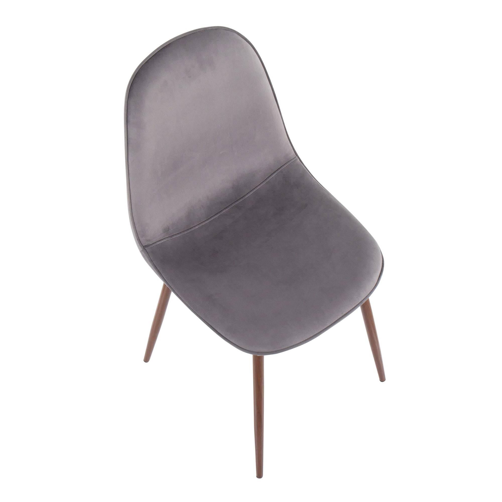 Pebble Walnut and Grey Velvet Contemporary Accent Chairs (Set of 2) 9 Pebble Walnut and Grey Velvet Contemporary Accent Chairs (Set of 2) - Image 9