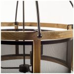 Penhill (25"x24") Black and Wooden Three Bulb Chandelier