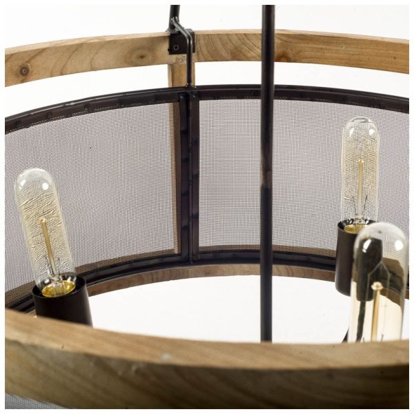 Penhill 25x24 Black and Wooden Three Bulb Chandelier 3
