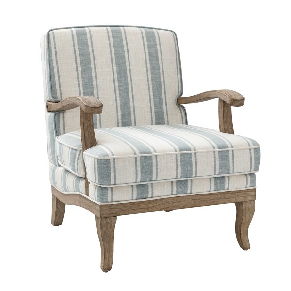 Peppone Blue Striped Farmhouse Armchair 1