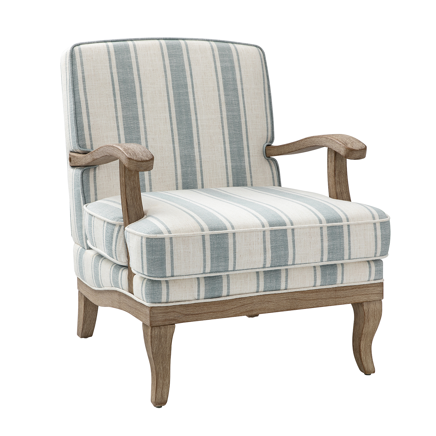 Peppone Blue Striped Farmhouse Armchair 2 Peppone Blue Striped Farmhouse Armchair - Image 2