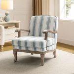 Peppone Blue Striped Farmhouse Armchair