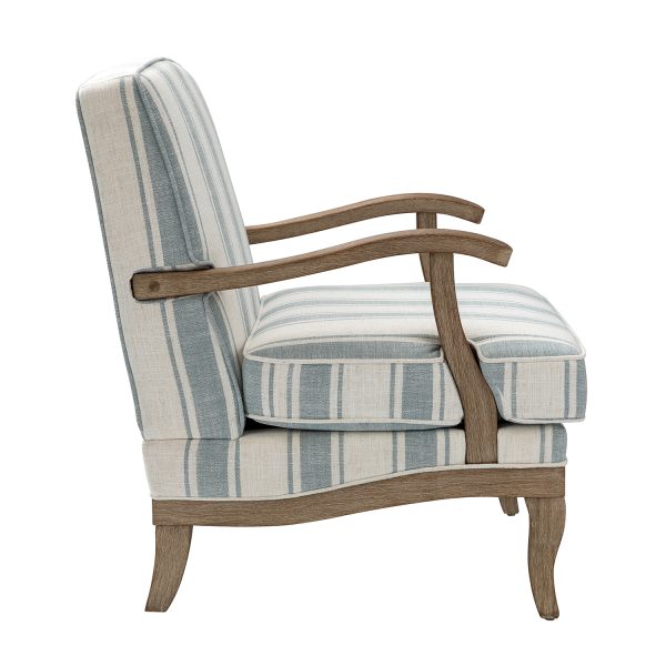 Peppone Blue Striped Farmhouse Armchair 4