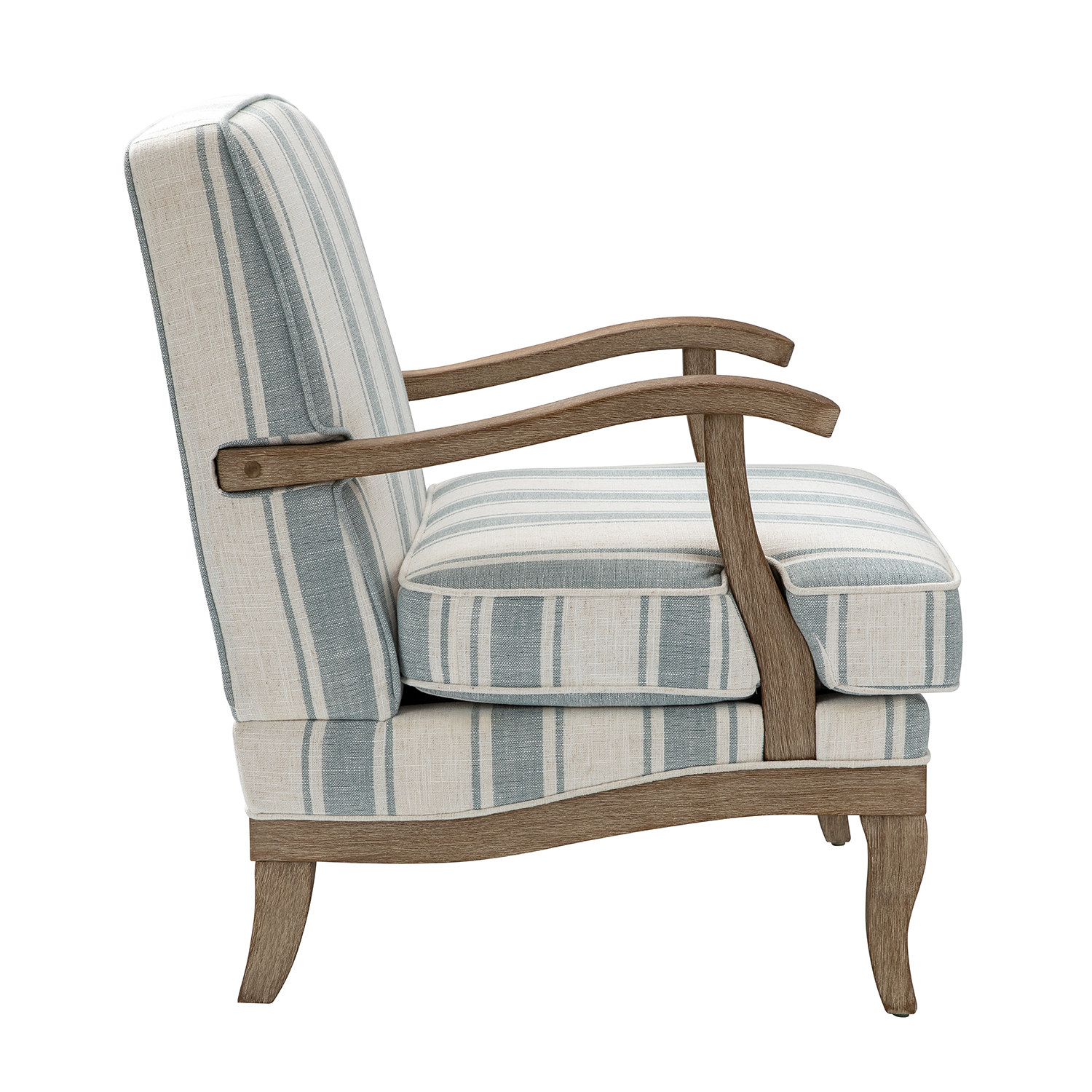 Peppone Blue Striped Farmhouse Armchair 4 Peppone Blue Striped Farmhouse Armchair - Image 4