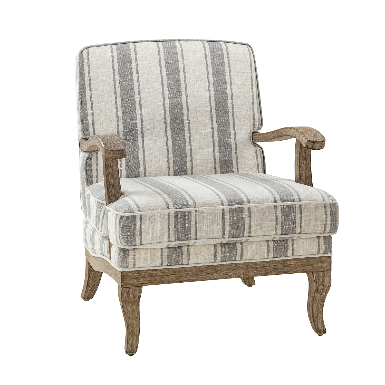 Peppone Grey Striped Farmhouse Armchair 2 Peppone Grey Striped Farmhouse Armchair - Image 2