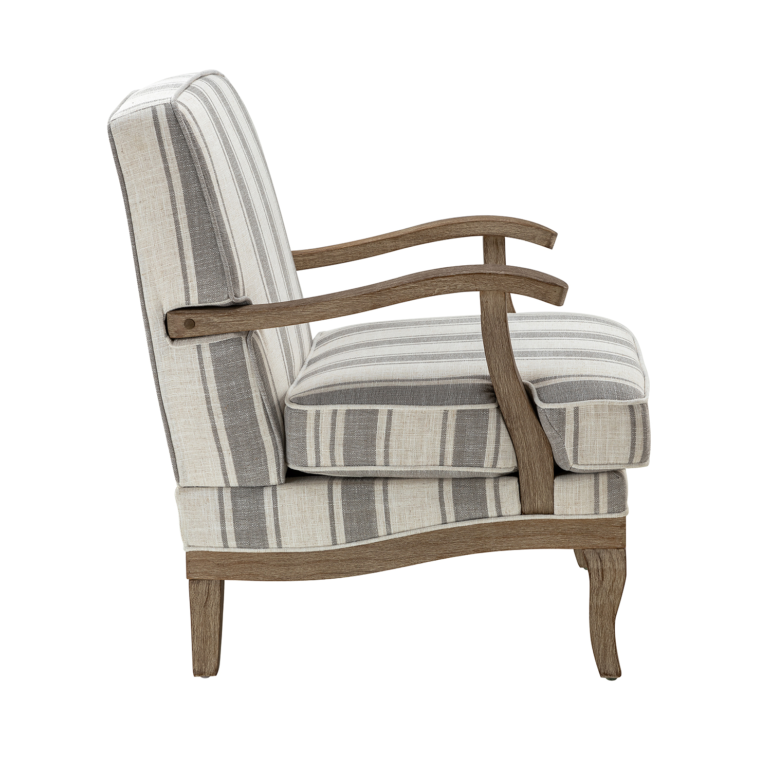 Peppone Grey Striped Farmhouse Armchair 4 Peppone Grey Striped Farmhouse Armchair - Image 4