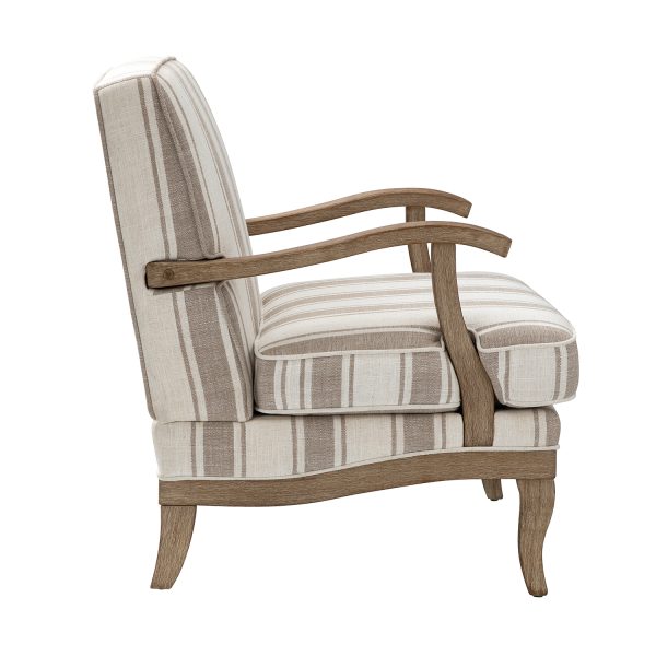 Peppone Tan Striped Farmhouse Armchair 4