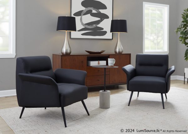 Petal Black Faux Leather Contemporary Accent Chair 1