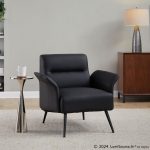 Petal Black Faux Leather Contemporary Accent Chair