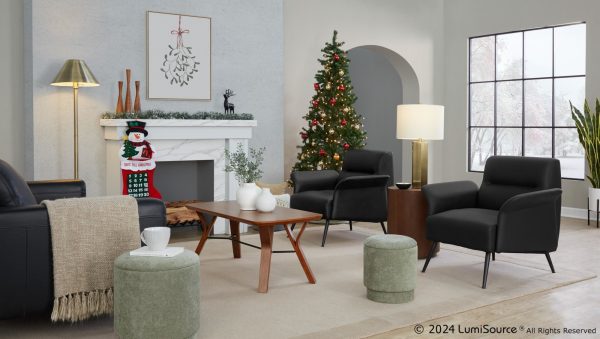 Petal Black Faux Leather Contemporary Accent Chair 2