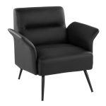 Petal Black Faux Leather Contemporary Accent Chair