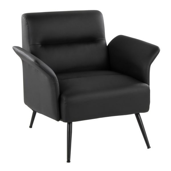 Petal Black Faux Leather Contemporary Accent Chair 3