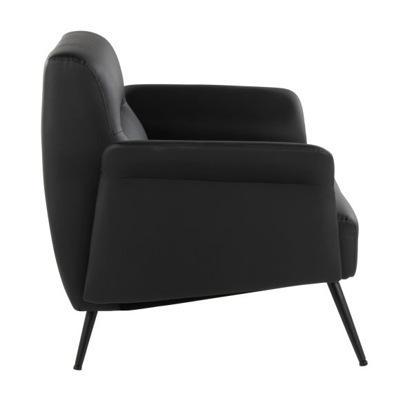 Petal Black Faux Leather Contemporary Accent Chair 4